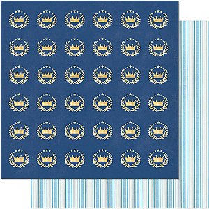 SD-0605 - SCRAP DUPLA FACE - COROAS COM FOLHAS FUNDO AZUL
