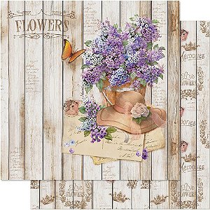 SD-0606 - SCRAP DUPLA FACE - LAVANDA E CHAPÉU VINTAGE