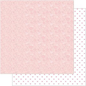 SD-0683 - SCRAP DUPLA FACE - PADRÃO DE CORAÇÕES/POA DE CORAÇÃO