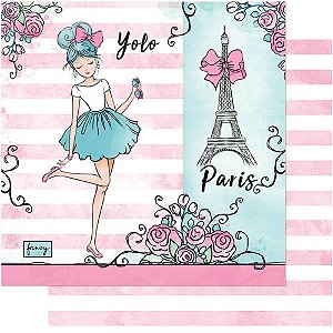 SD-0751 - SCRAP DUPLA FACE - MENINAS PARIS AQUARELADA