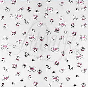 SD-0069 - SCRAP DUPLA FACE - Caveira e Xadrez Pink