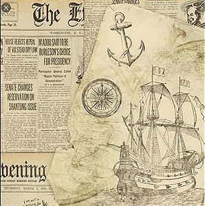 SD-0663 - SCRAP DUPLA FACE - JORNAL E NAVIO