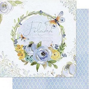 SD-0744 - SCRAP DUPLA FACE - Guirlanda Floral Azul