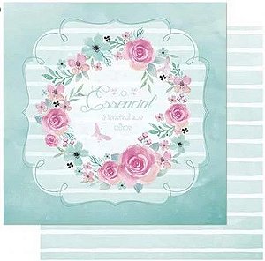 SD-0748 - SCRAP DUPLA FACE - GUIRLANDA FLORES AQUARELADA