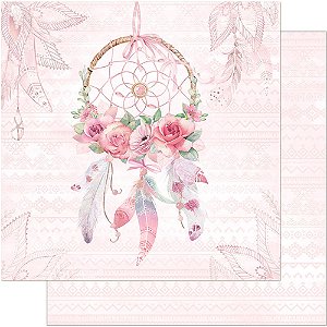 SD-0741 - SCRAP DUPLA FACE - FILTRO DOS SONHOS FLORES E PENAS