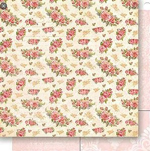 SD-0530 - SCRAP DUPLA FACE - ROSAS E ARABESCOS ROSA