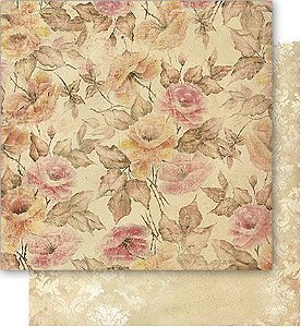 SD1-057 - PAPEL PARA SCRAPBOOK DUPLA FACE BY LILI NEGRÃO-ROSAS VINTAGE