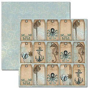 SC-288 Tags Beach - Papel para Scrapbook Dupla Face