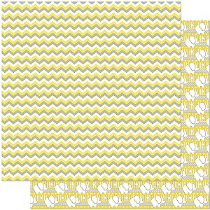 SD-0819 - SCRAP DUPLA FACE - CHEVRON AMARELO, BRANCO E CINZA