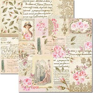 SC-472-Rose e Mint 6 - Papel para Scrapbook Dupla Face