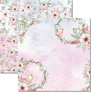 SC-573-Passarinhos 9 - Papel para Scrapbook Dupla Face