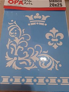 1437 - Stencil Opa 20x25 - Cantoneira coroa