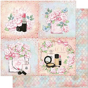 SD-0849 - PAPEL PARA SCRAPBOOK DUPLA FACE - QUADROS DE MAQUIAGEM
