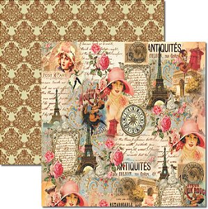 SC-354 Paris Shabby 4 - Papel para Scrapbook Dupla Face