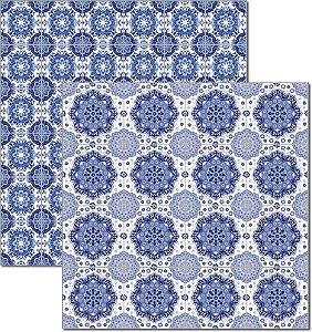 SC-480-Azulejo Português 8 - Papel para Scrapbook Dupla Face