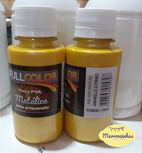 Tinta PVA Metalica100ml Fullcolor - Amarelo Citrino  - FCM-030