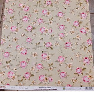 SC-349 Flores Miúdas 6 - Papel para Scrapbook Dupla Face