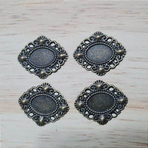 Tag para Chaton Oval 14x10mm - Pacote com 06 unidades-  Ouro velho