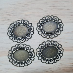 Tag para Chaton Oval 24x18mm - Pacote com 06 unidades-  Ouro velho