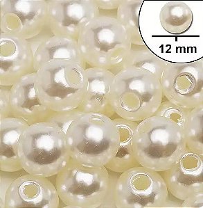 Perola Abs 12mm Furo Passante Creme 50g