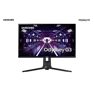 Monitor Gamer Samsung Odyssey 27", FHD, 144 Hz, 1ms, com ajuste de altura, HDMI, DP, VGA, Freesync, Preto, Série G3 Bivolt