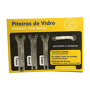 Kit Piteira de Vidro Hippie Bong Padrão C/Bucal com 3 und e Limpador