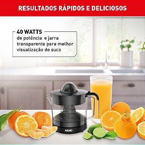 Espremedor de Frutas Arno Suco Express 40W e 750ml de Capacidade Preto CP31