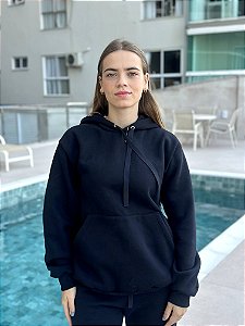 moletom canguru 3 cabos peluciado preto