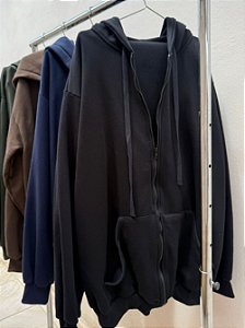 moletom 3 cabos com ziper azul preto