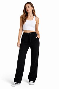 Calça de moletom feminina 3 cabos preta