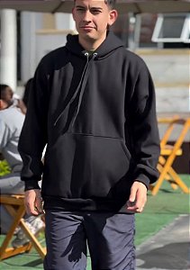 casaco de moletom canguru 3 cabos preto