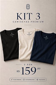 kit 3 camisetas Premium 100% algodão