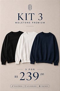kit 3 blusas de moletom Premium 3 cabos peluciado
