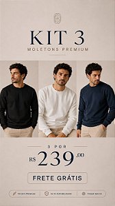 KIT 3 BLUSAS DE MOLETOM PREMIUM MASCULINO 3 CABOS