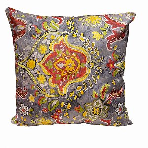 CAPA DE ALMOFADA FLORES VERMELHO E AMARELO