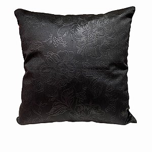 CAPA DE ALMOFADA PRETA COM FLORES