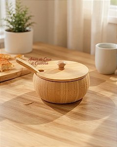 FARINHEIRA COM TAMPA E COLHER DE BAMBU NATURAL