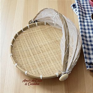 CESTO PARA PÃO E BOLO COM TELA RETRÁTIL