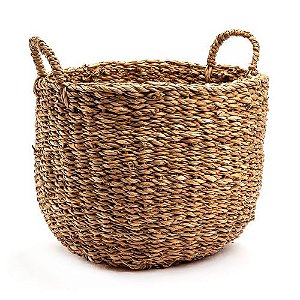 CESTA REDONDA COM ALÇA FIBRA NATURAL  G