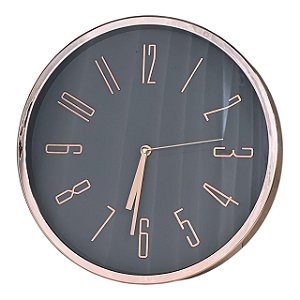 RELÓGIO DE PAREDE CINZA E ROSE GOLD BASIC