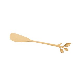 CONJUNTO 4 ESPÁTULAS AÇO INOX LEAVES DOURADO