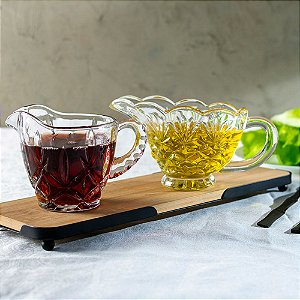BANDEJA DE BAMBU RETANGULAR COM MOLDURA DE METAL 30CM