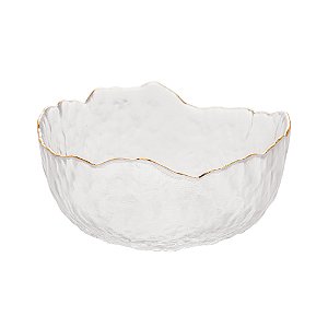 BOWL DE CRISTAL MARTELADO COM BORDA DOURADA