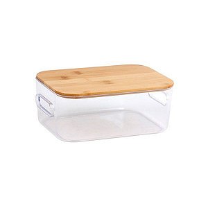 ORGANIZADOR TRANSPARENTE COM TAMPA DE BAMBU 6L