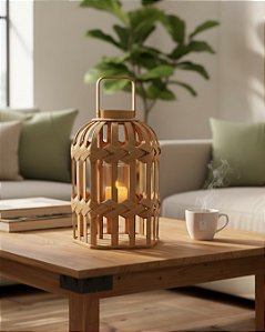 LANTERNA DECORATIVA EM BAMBU 21CM X 21CM X 36CM