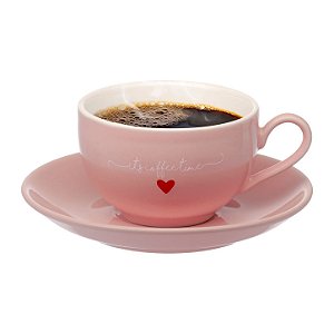 CONJUNTO COM 6 XÍCARAS DE CHÁ ITS COFFEE TIME ROSA 160ML
