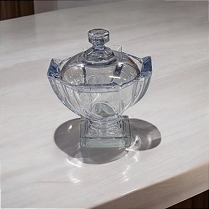 BOMBONIERE DE CRISTAL AZUL COM PÉ GARLAND 14X12CM