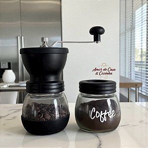 MOEDOR DE CAFÉ MANUAL DE VIDRO E SILICONE