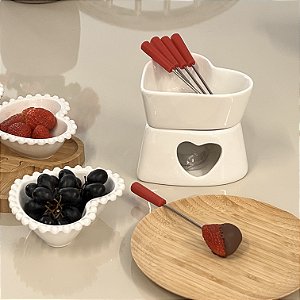 CONJUNTO FONDUE HERSTAL 7 PEÇAS BRANCO