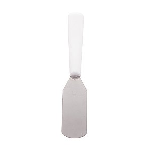 CONJUNTO 6 ESPÁTULAS AÇO INOX E CABO PLÁSTICO PARA APERITIVO BRANCO 14cm